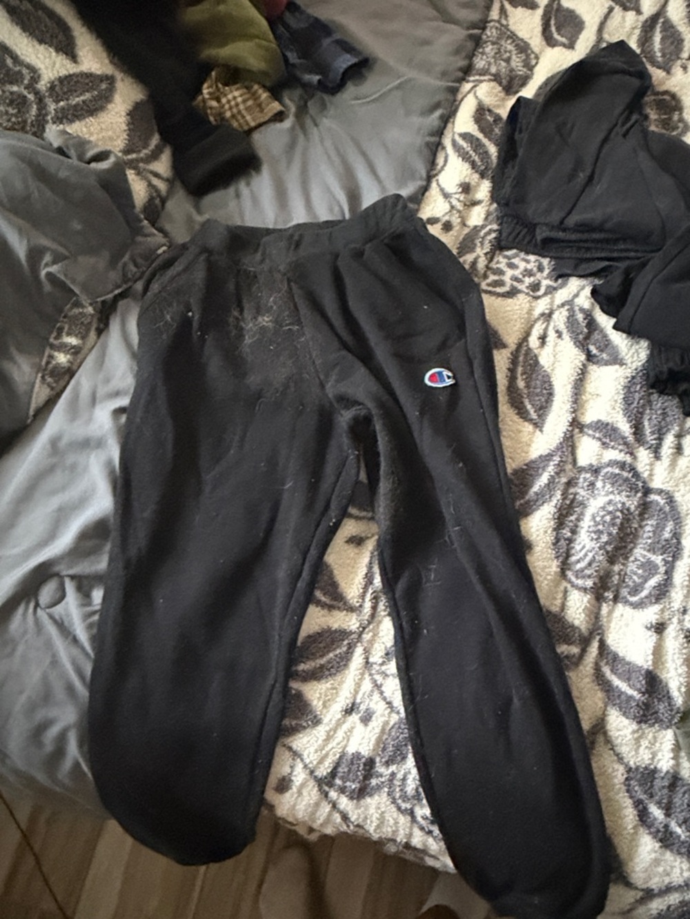 Champion Black Kids Sweatpants with Small Logo